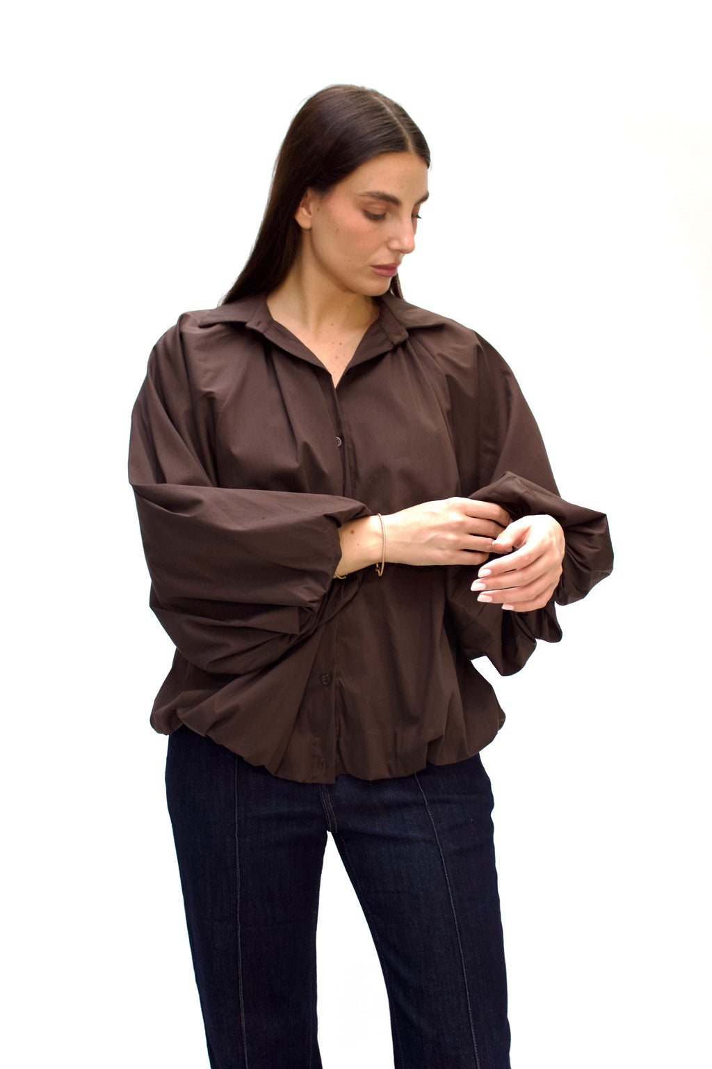 Camicia con maniche a palloncino