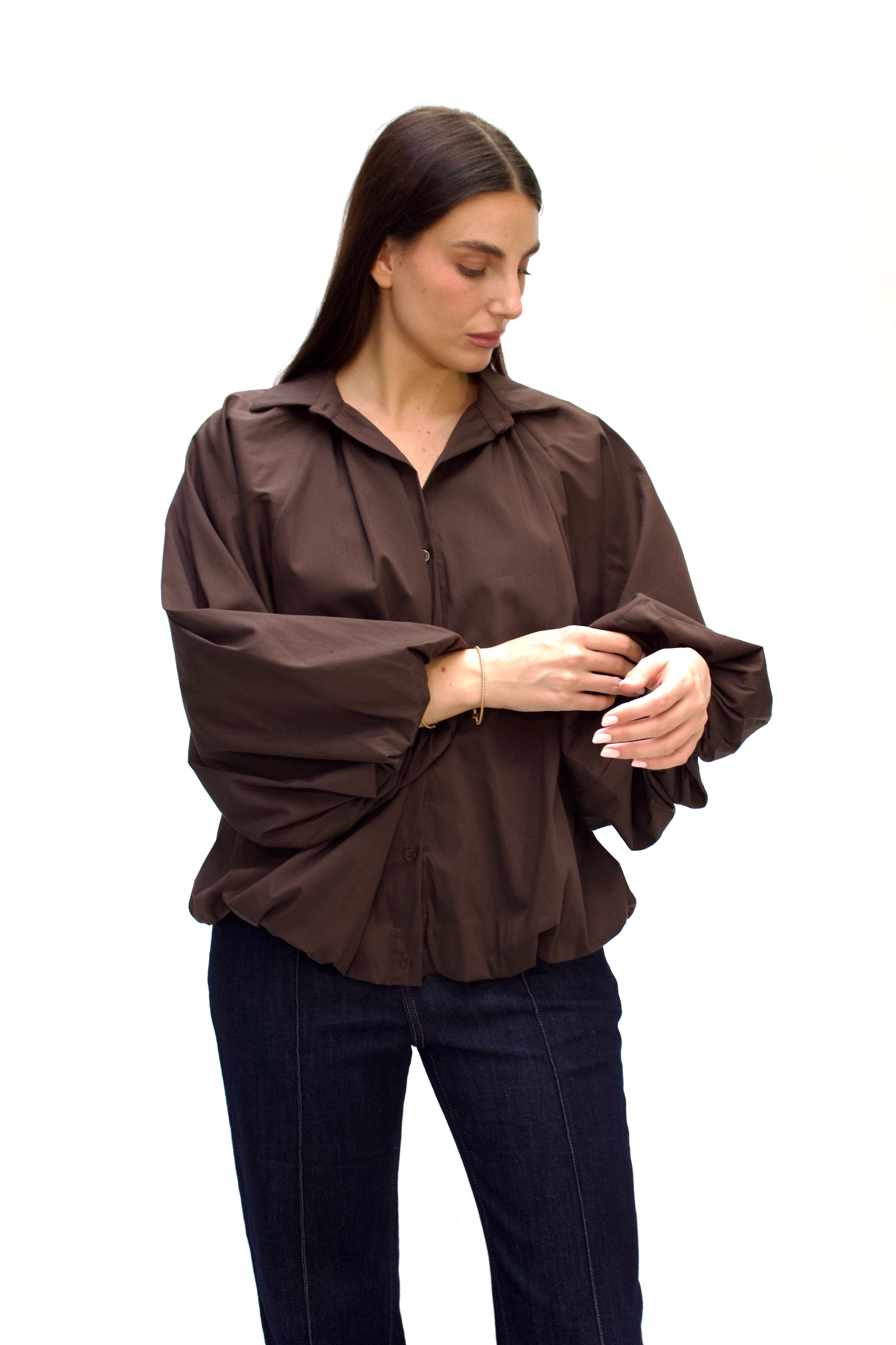 Camicia con maniche a palloncino