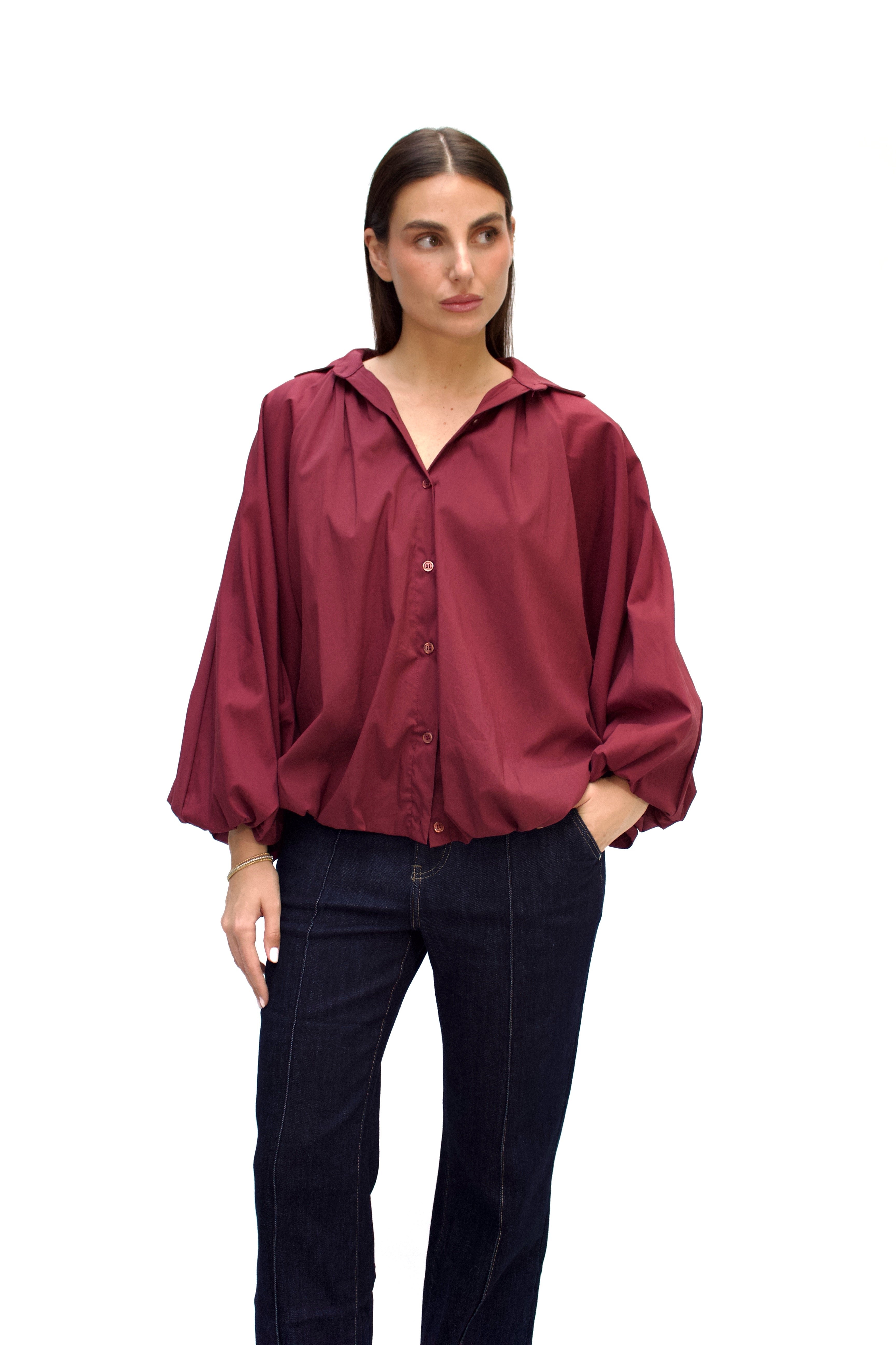 Camicia con maniche a palloncino