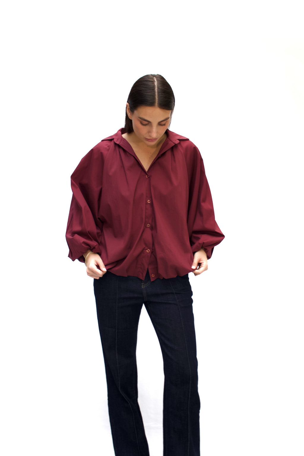 Camicia con maniche a palloncino