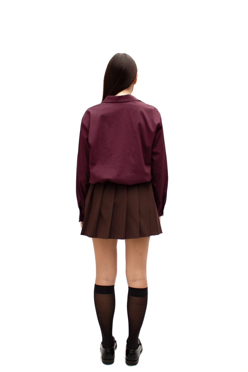 Camicia crop con elastico sul fondo bordeaux