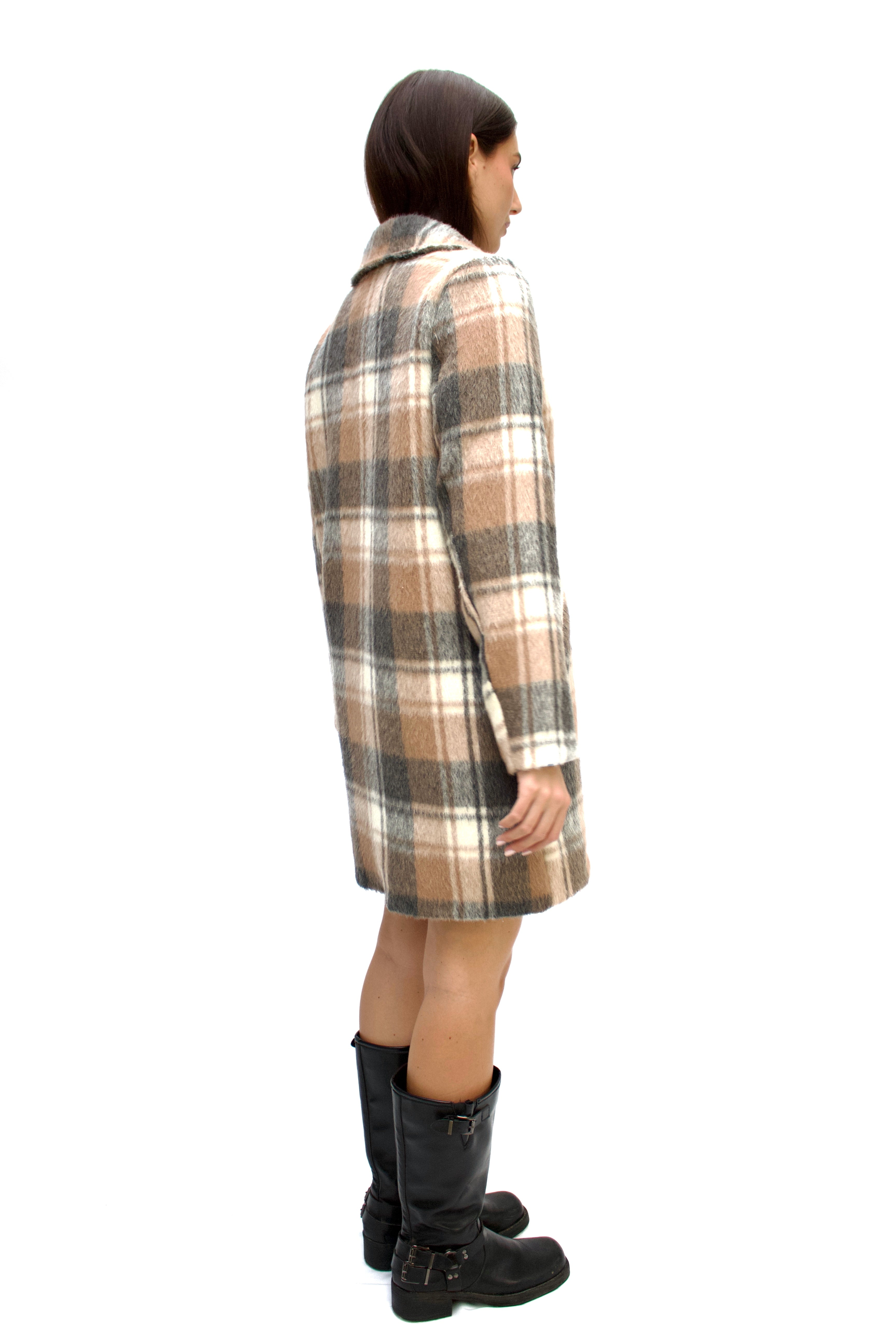 Cappotto monopetto a quadri