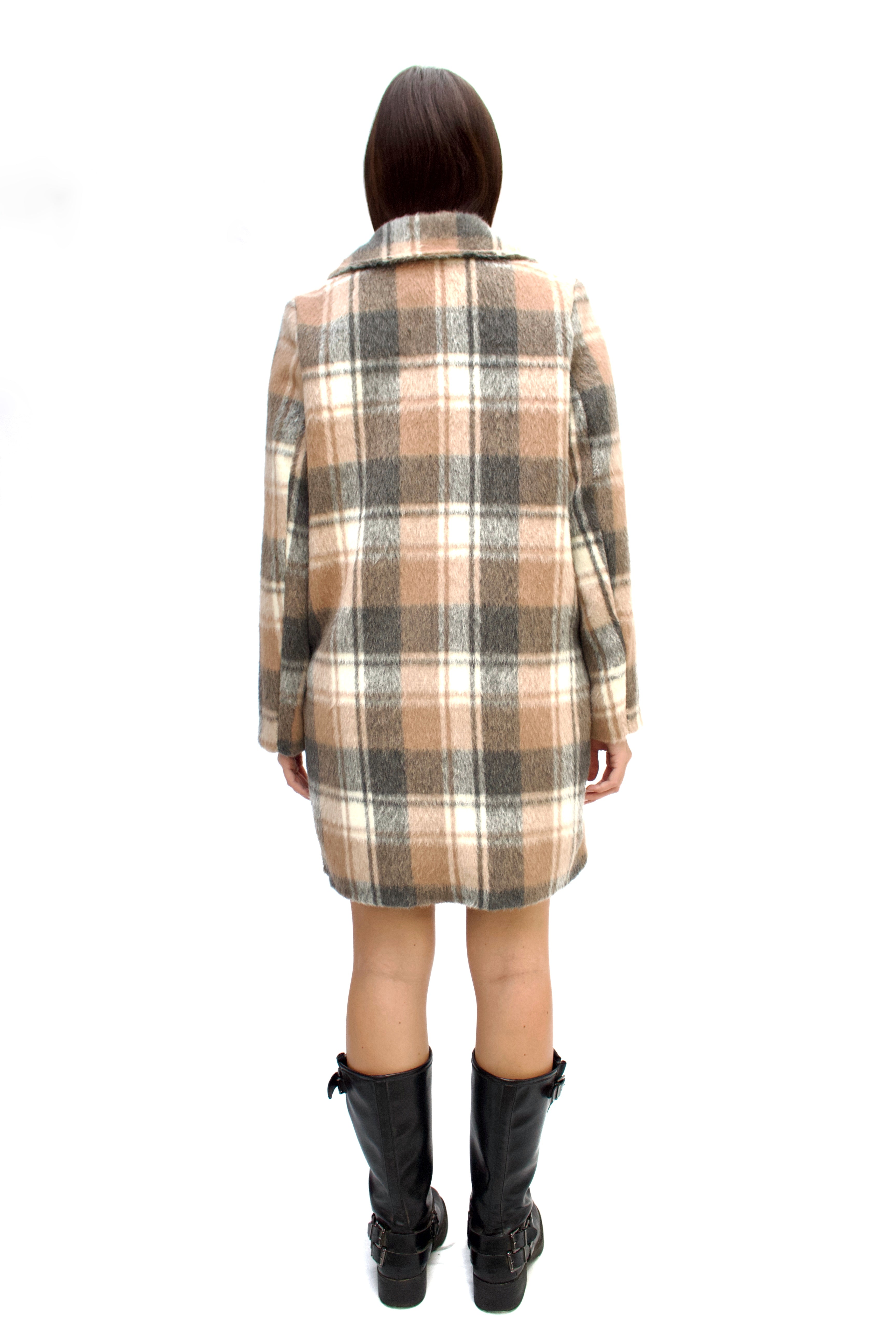 Cappotto monopetto a quadri