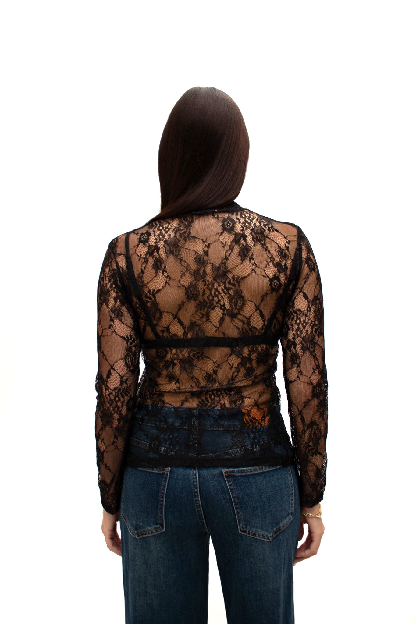 Maglia in pizzo nera