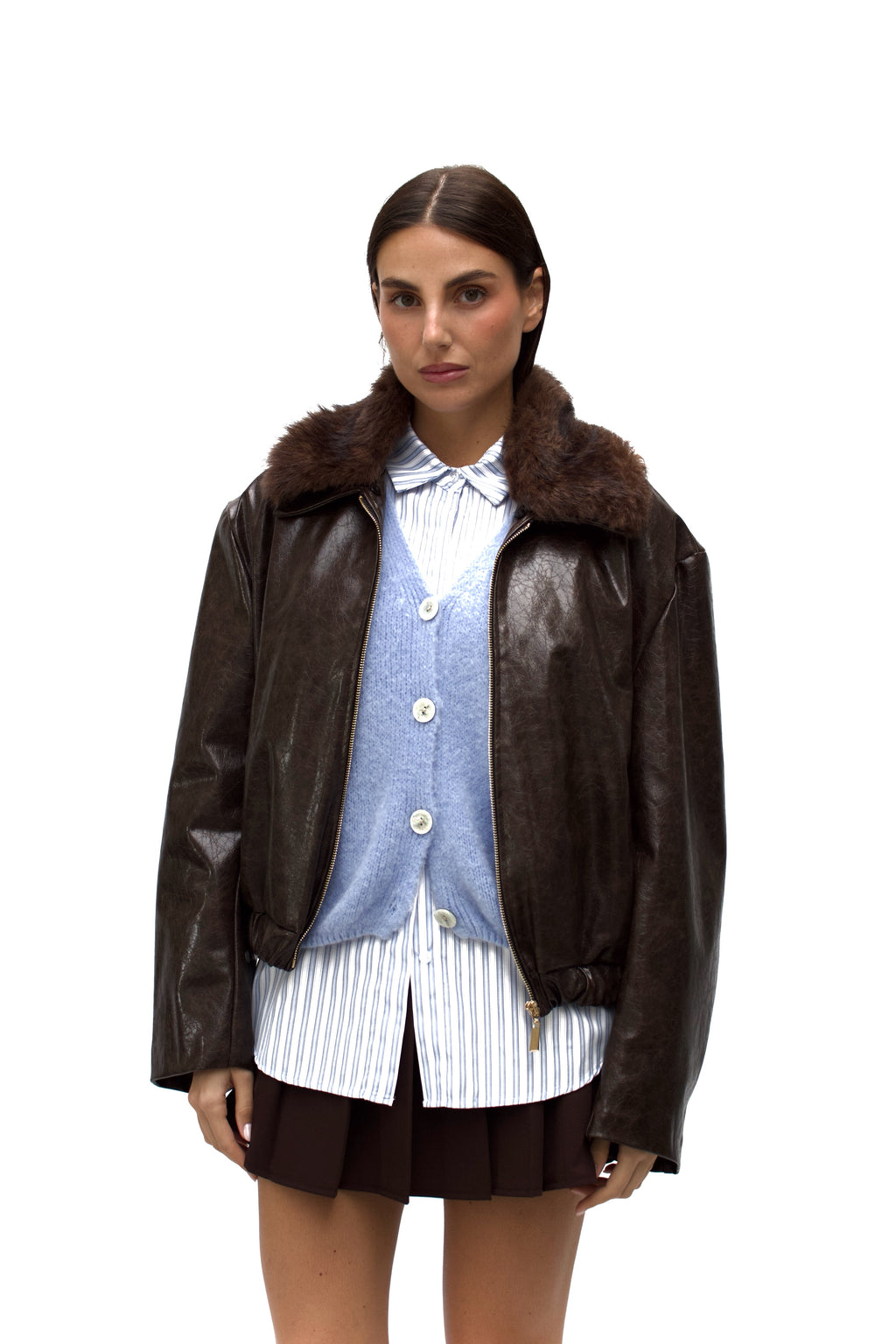 Bomber in ecopelle martellata