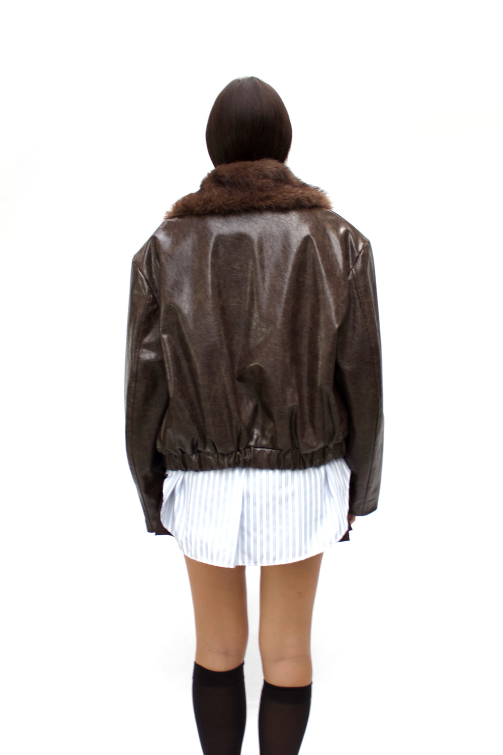 Bomber in ecopelle martellata