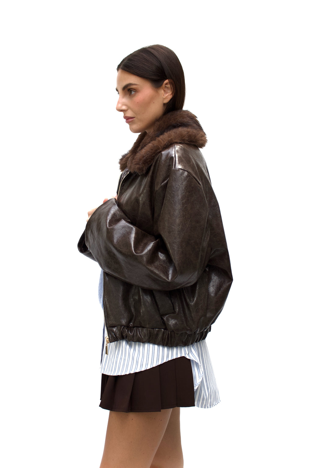 Bomber in ecopelle martellata