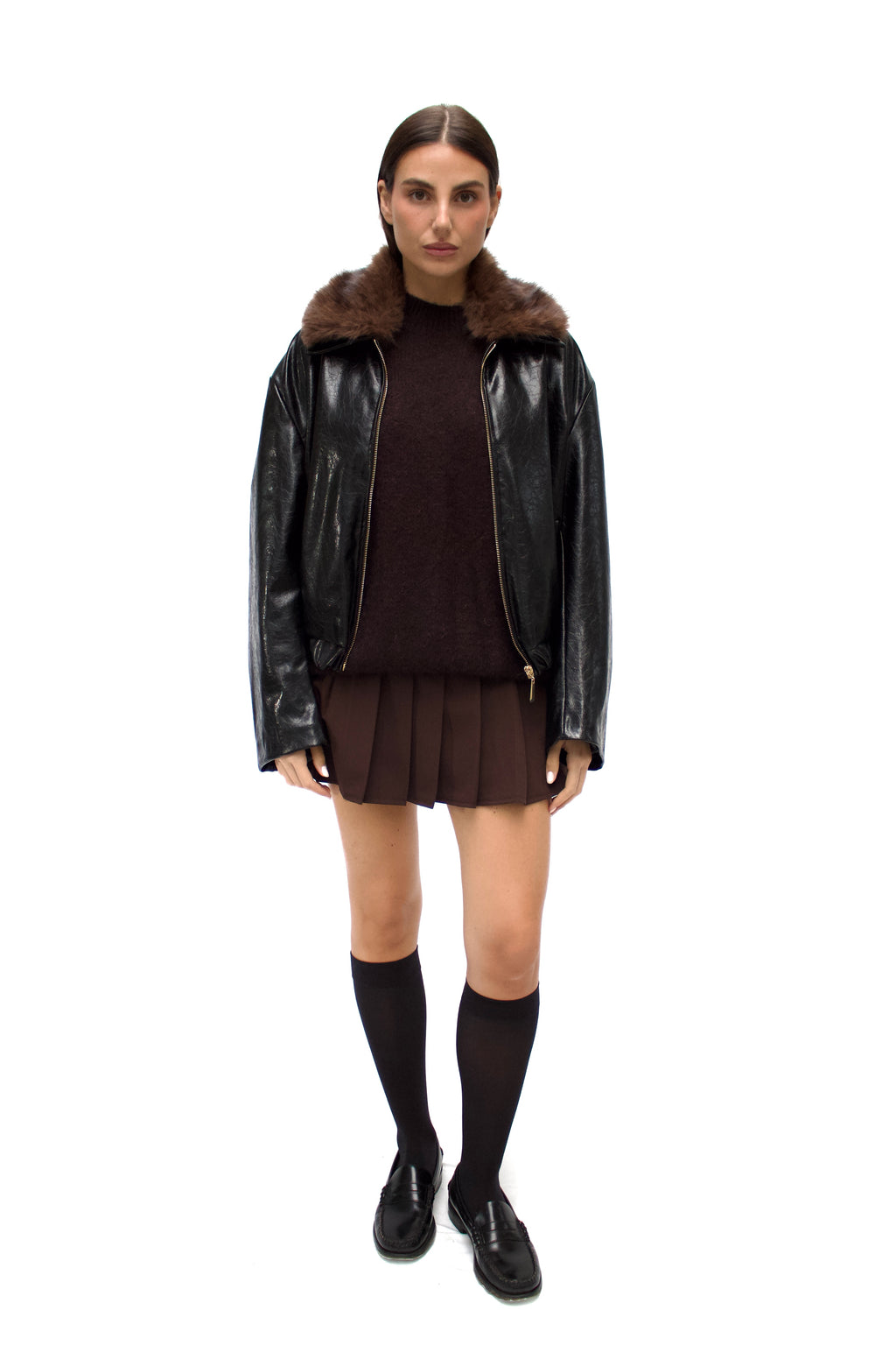 Bomber in ecopelle martellata