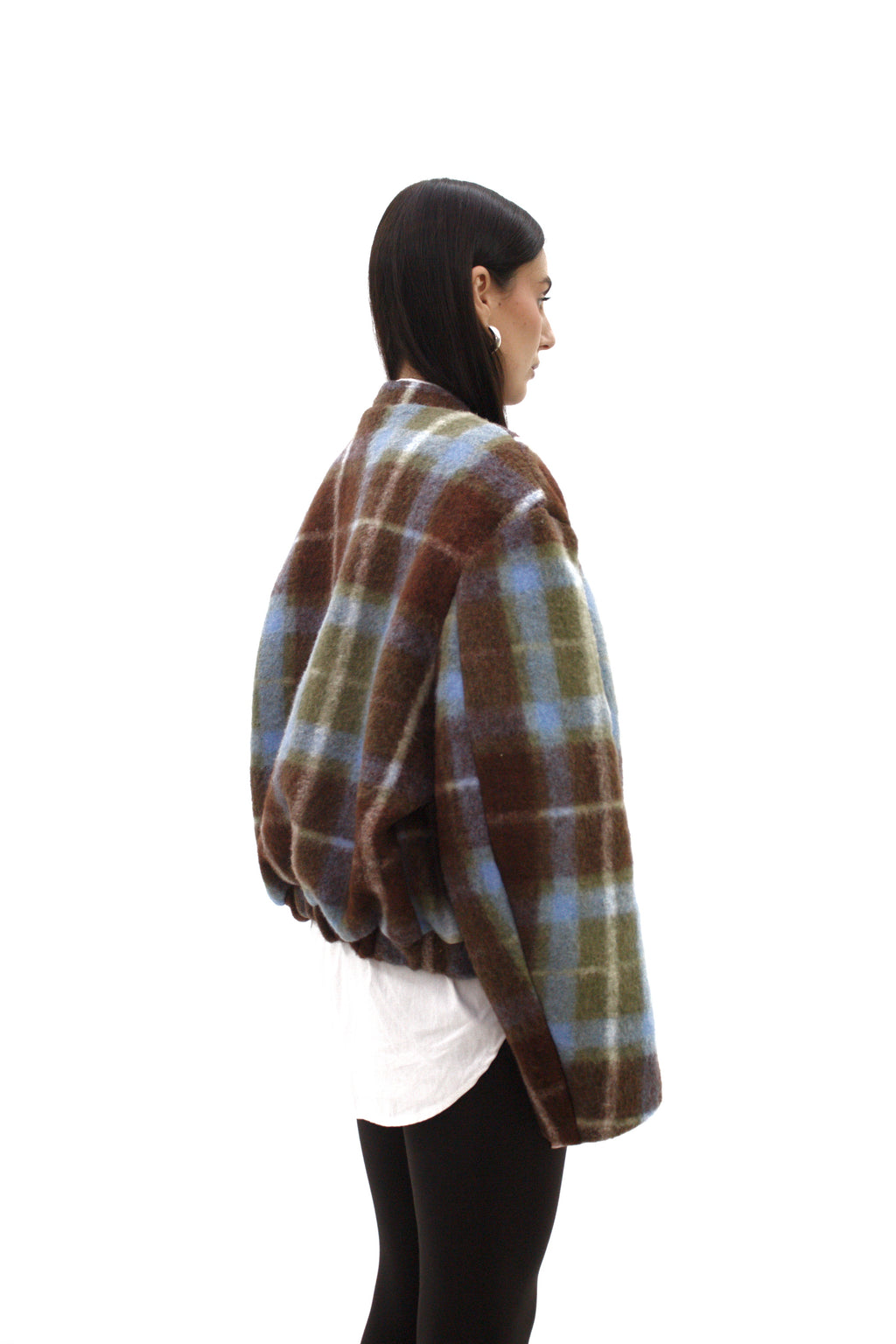 Bomber in lana cotta fantasia check