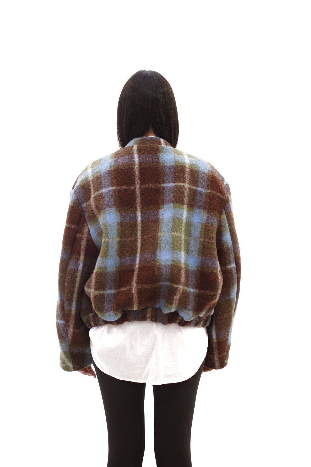 Bomber in lana cotta fantasia check