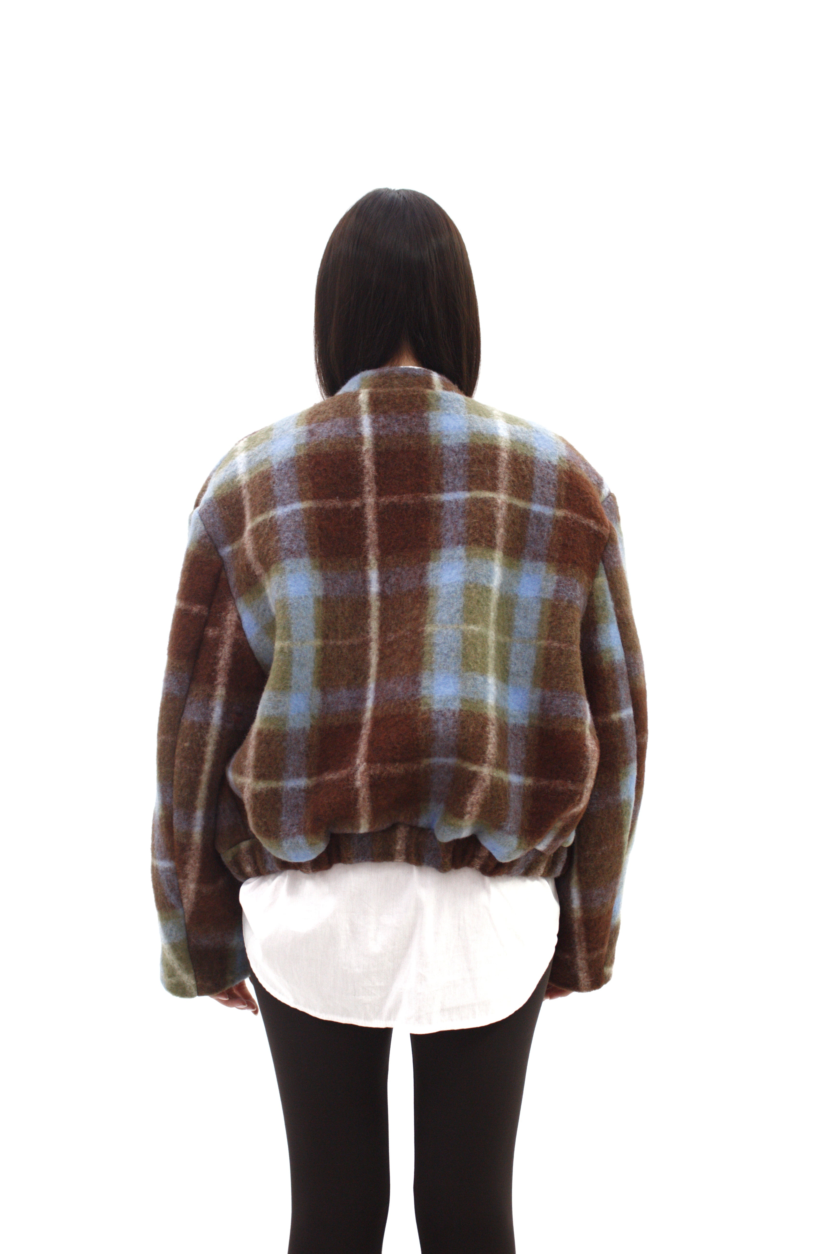 Bomber in lana cotta fantasia check