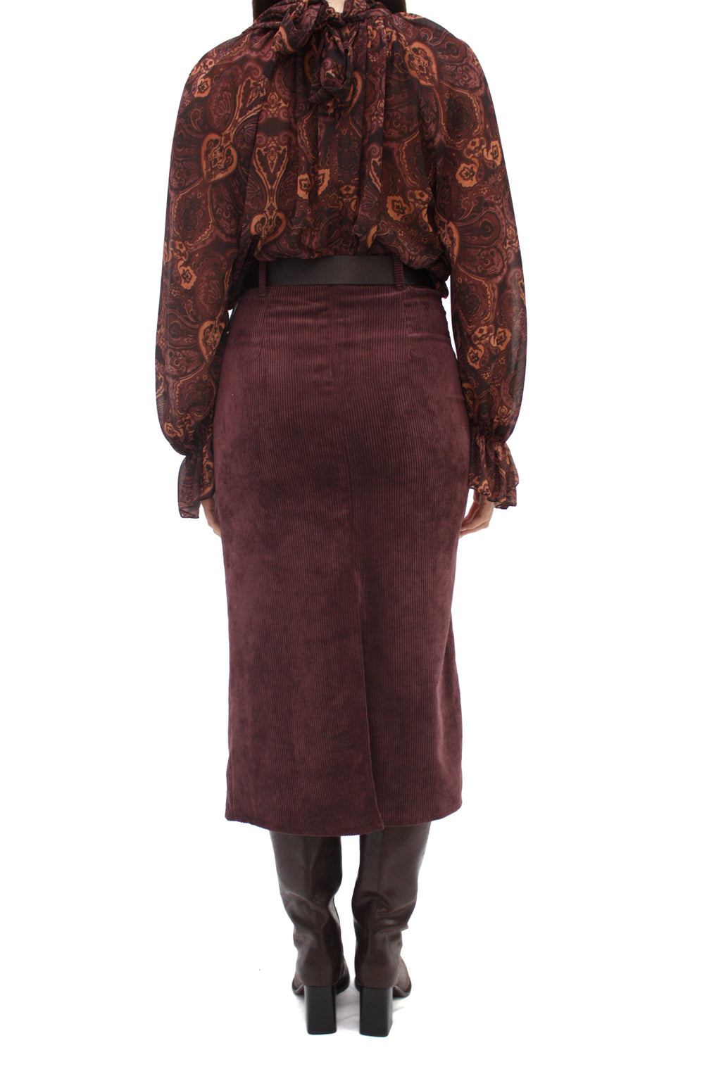 Gonna longuette in velluto