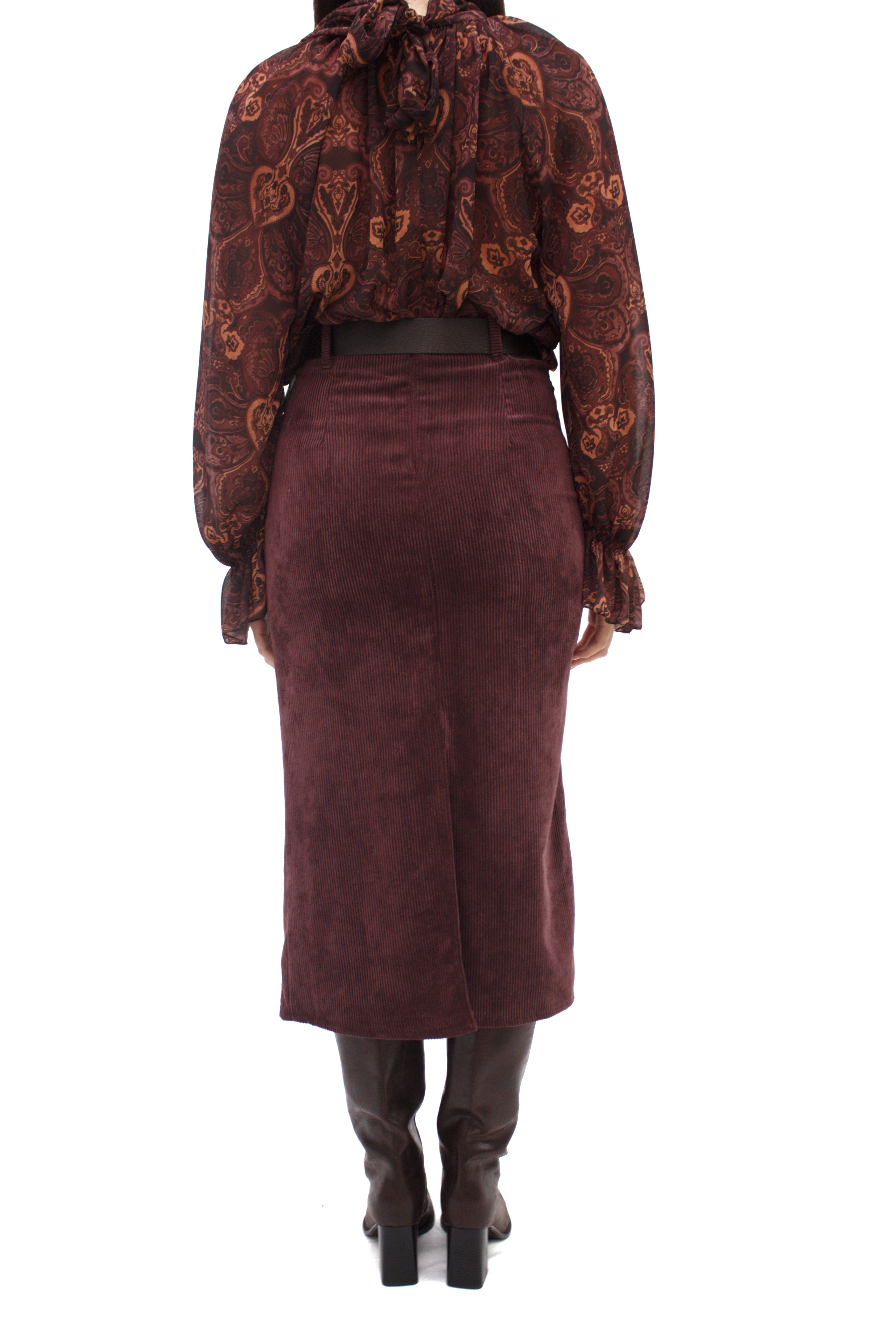 Gonna longuette in velluto