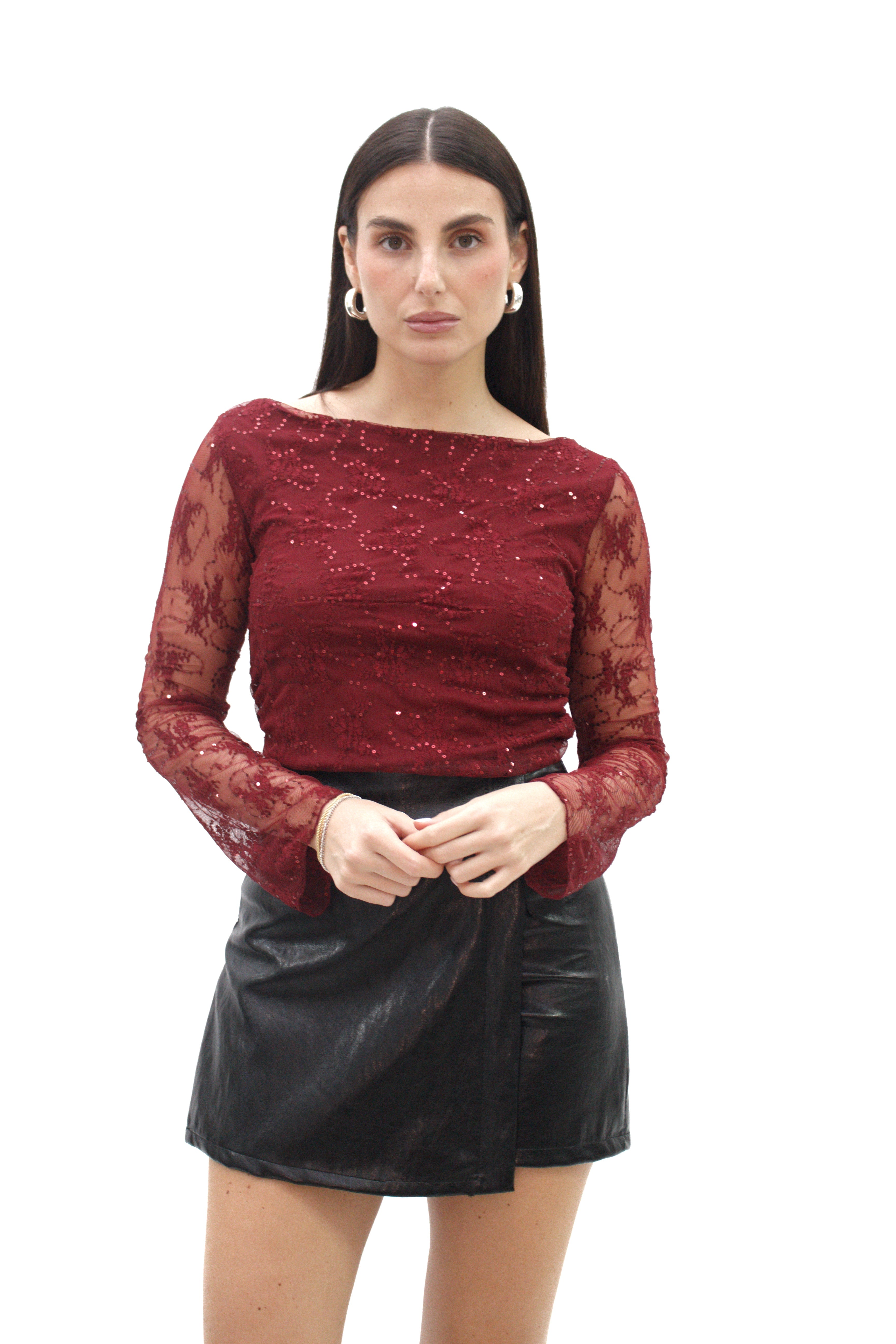 Maglia in pizzo con paillettes