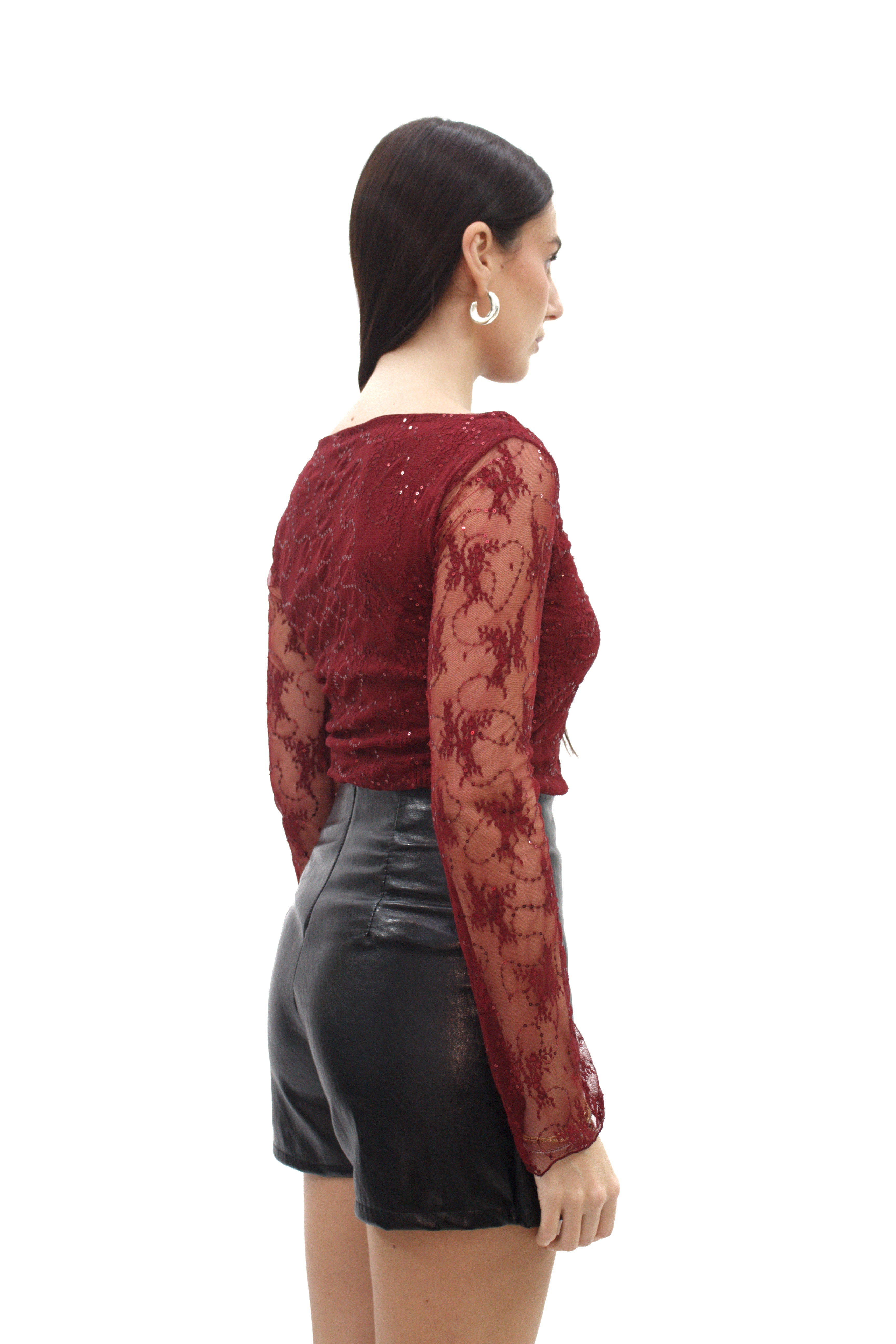 Maglia in pizzo con paillettes