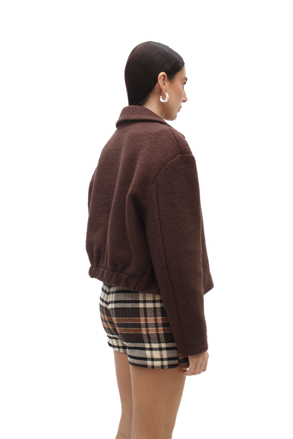 Bomber in lana cotta con bottoni