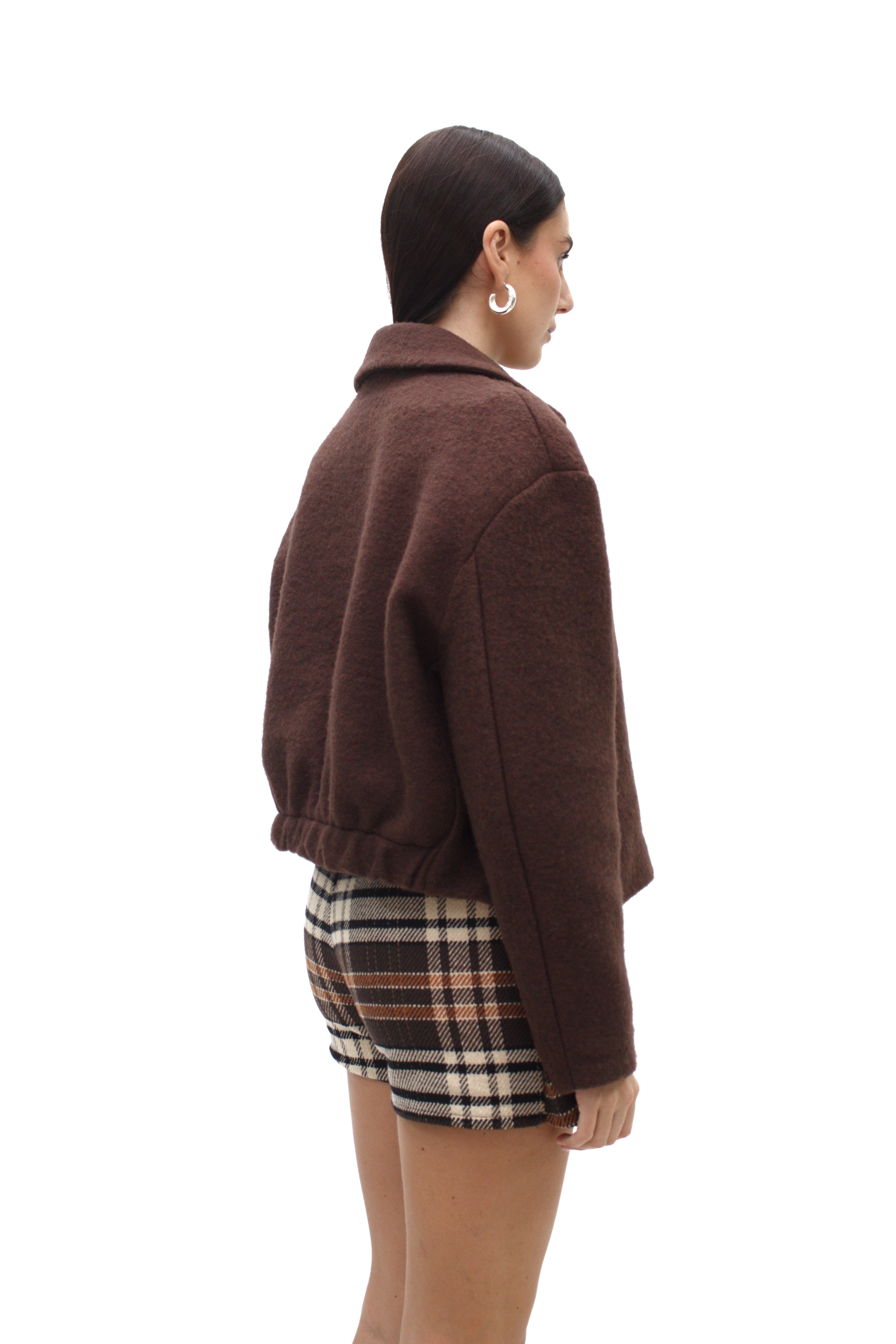 Bomber in lana cotta con bottoni