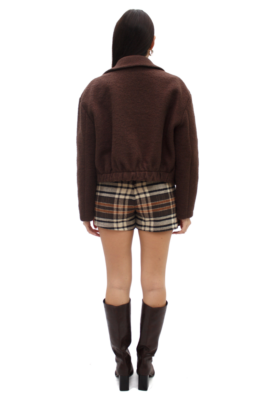 Bomber in lana cotta con bottoni