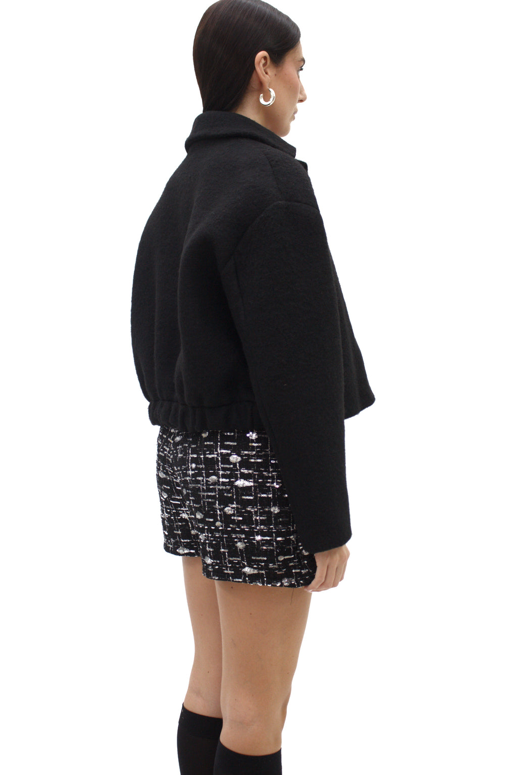 Bomber in lana cotta con bottoni