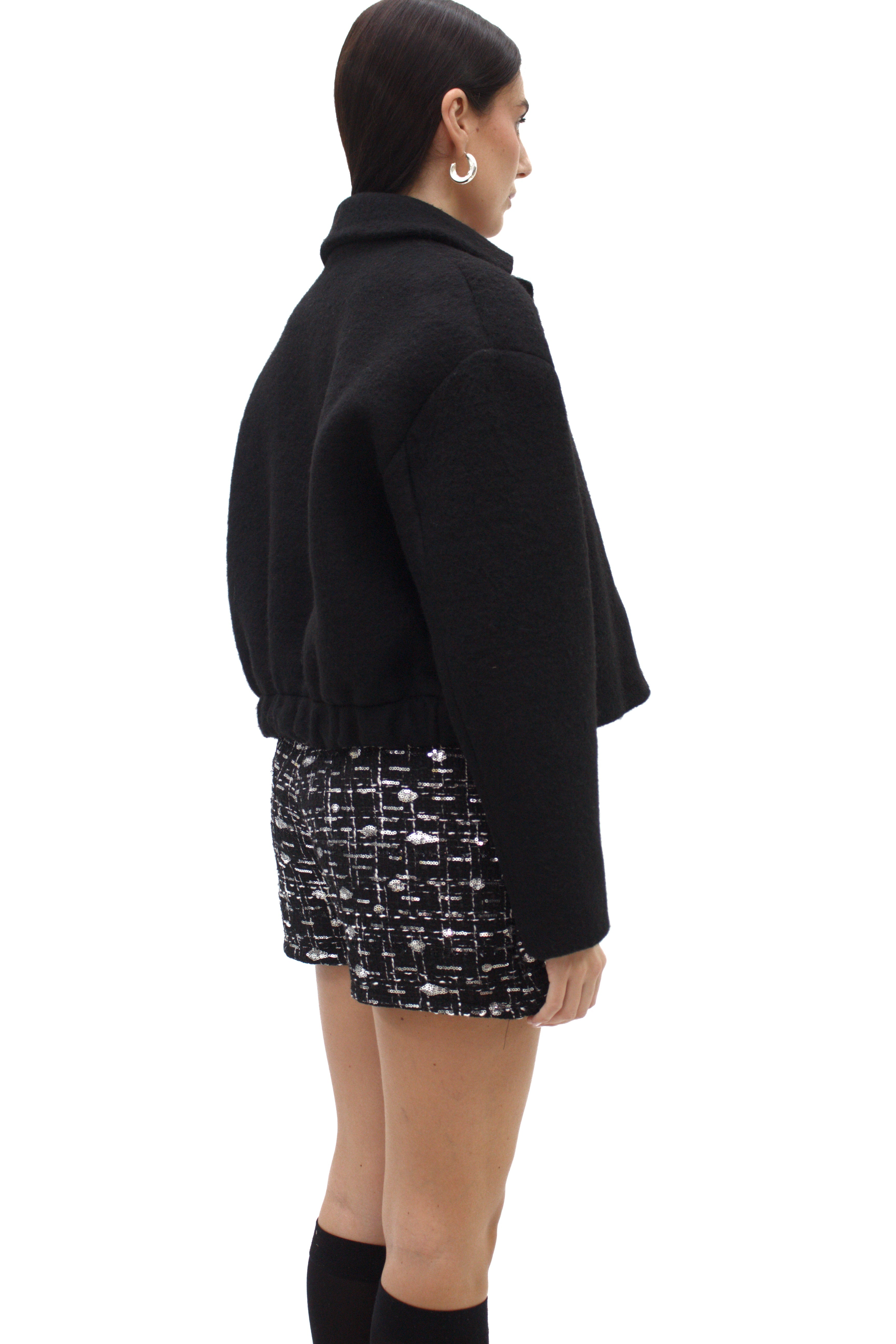 Bomber in lana cotta con bottoni