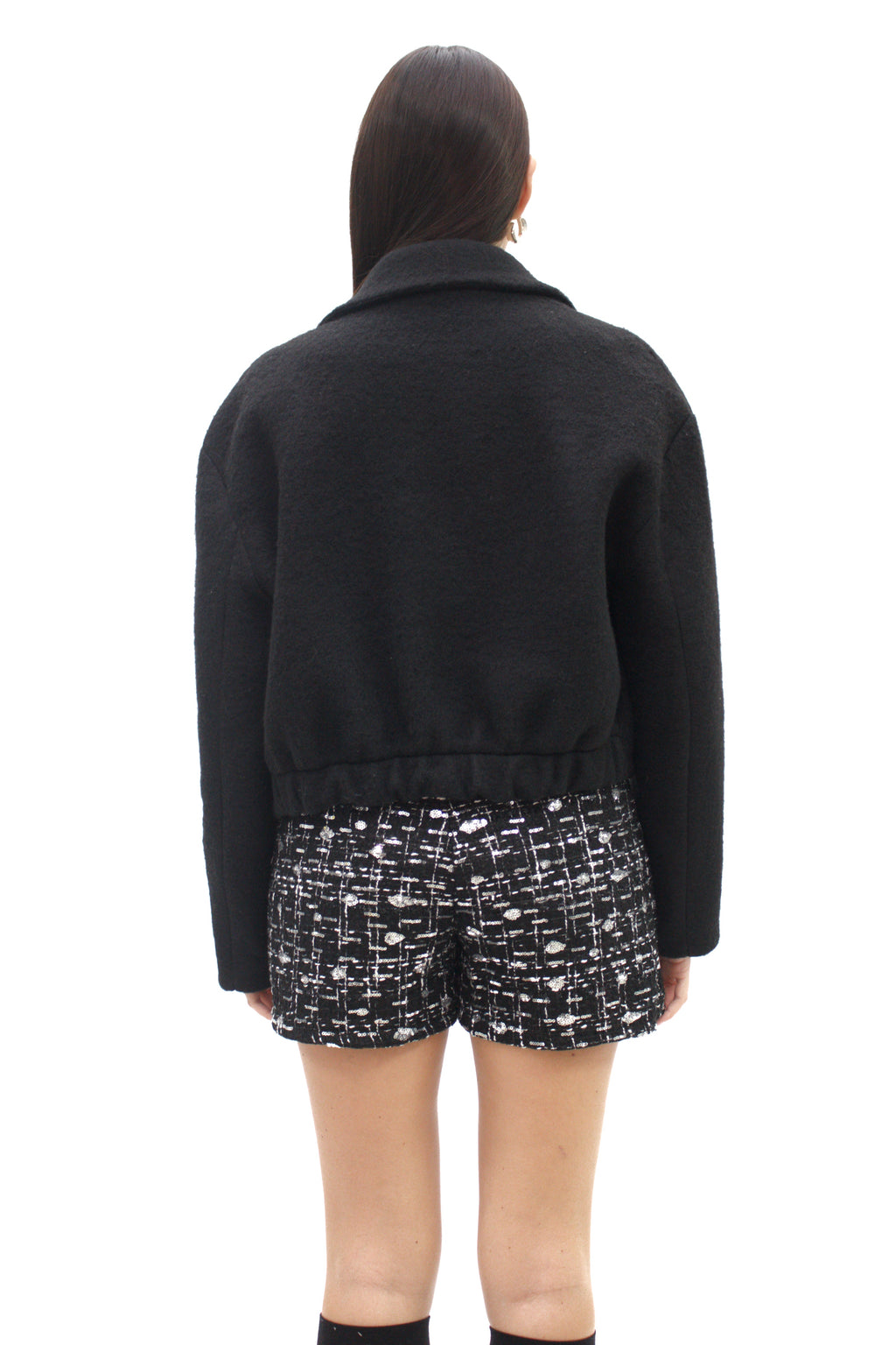 Bomber in lana cotta con bottoni